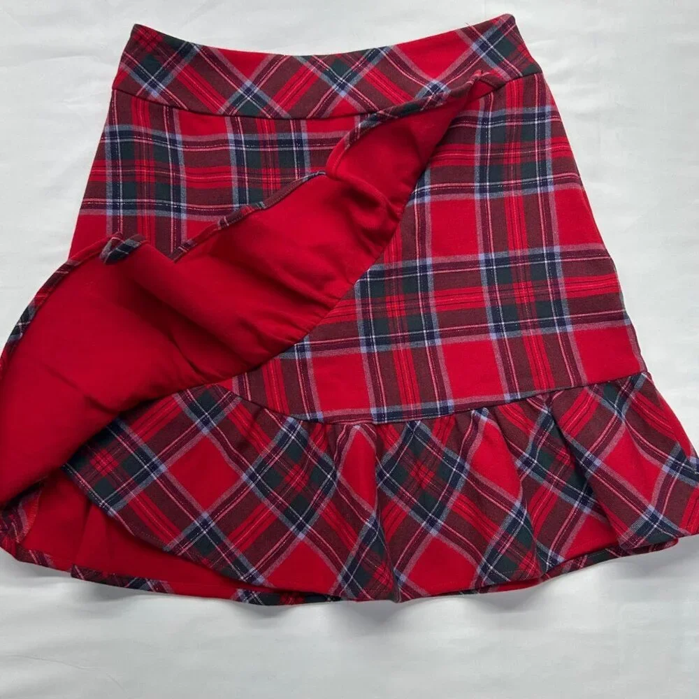 Vineyard Vines Nantucket Lurex Tartan Red Ruffle Skirt NWT Size 00 - Picture 6 of 15